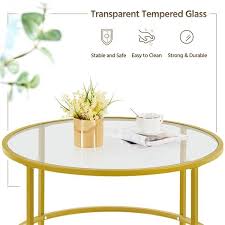 Round Coffee Table Tempered Glass Sofa