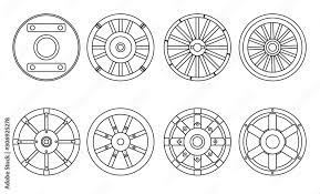 Wooden Wheel Vector Line Set Icon