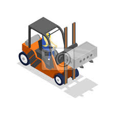 Forklift Loading Cinder Block Isometric