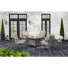 Home Decorators Collection Highview Terrace 5 Piece Metal Patio Fire Pit Set With Cushionguard Plus Cushions