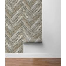 Nextwall Chevron Wood Gray And Beige