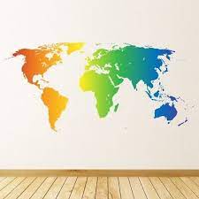World Map Rainbow Colours Wall Decal