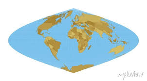 World Map Sinusoidal Projection Map