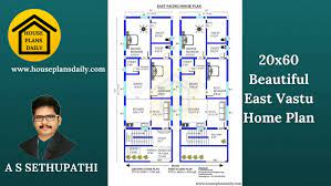 20x60 East Facing Vastu Home Plan