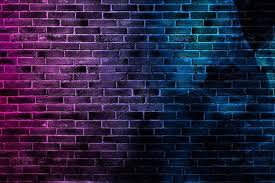 Black Brick Wall Background With Neon