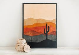 Desert Landscape Wood Art Layered