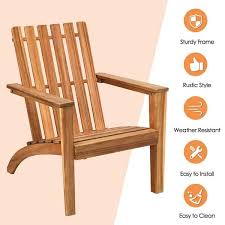 Gymax Wooden Outdoor Adirondack Chair