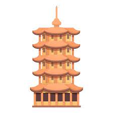 Garden Pagoda Icon Cartoon Vector China