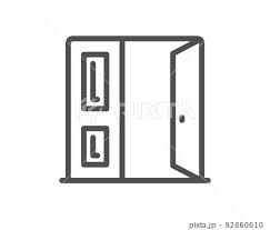 Open Door Line Icon Entrance Doorway