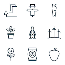 Set Of 9 Gardening Icons Includes
