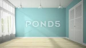 Empty Room With Blue Wall 3d Rendering