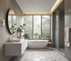Bathrooms With Hexagon Tile Floors