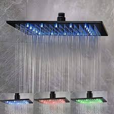 Matte Black 16 Inch Led Rainfall Shower