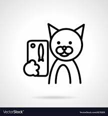 Black Line Cat With Phone Icon Royalty