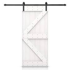 Calhome K Series 36 In X 84 In White Diy Knotty Pine Wood Interior Sliding Barn Door With Hardware Kit