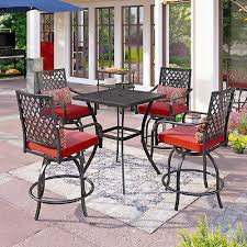 5 Piece Outdoor Bar Table Set Patio