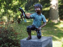 Bronze Sculpture Boy With Frog