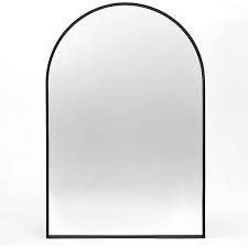 24 In W X 36 In H Arched Wall Mirror Suitable For Bedroom Metal Framed Large Mirror For Bedroom In Black