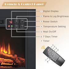 28 In Ventless Electric Fireplace Insert Remote Control Adjustable Led Flame Brightness 750 Watt 1500 Watt