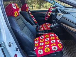 Crochet Car Seat Covers Sunflower