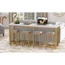 Turrella 70 9 In Wood Gold Long Console Table Modern Behind Sofa Couch Narrow Skinny Hallway Table