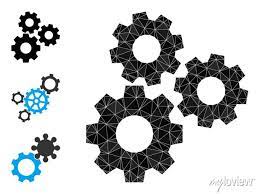 Low Poly Gear Mechanism Icon And