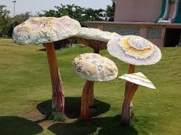 White And Brown Frp Decorative Mushroom