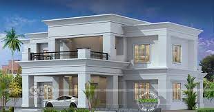 Colonial Type Flat Roof House