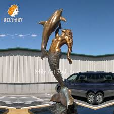 Modern Bronze Mermaid Statue With