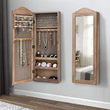 Gymax Mirrored Jewelry Cabinet Armoire