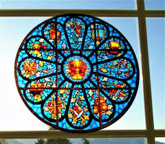 Faux Stained Glass Rose Window Cling