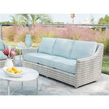 Blue Cushion Woven Wicker Outdoor Sofa