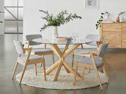 Bella 5pce Round Glass Dining Set Natural