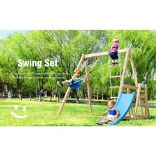 Siavonce Wooden Swing Set With Slide