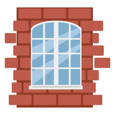 White Window On A Brick Wall Vector