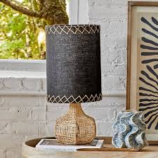 Black Table Lamp With Black Linen Shade