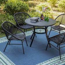 Rattan 5 Piece Metal Outdoor Dining Set