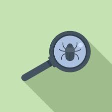 Bug Magnifier Icon Flat Vector Er