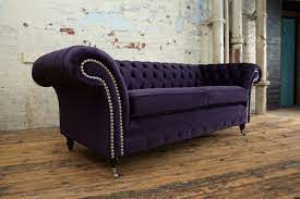 3 Seater Dark Purple Velvet Fabric
