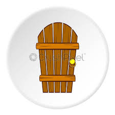 Wooden Garden Door Icon Cartoon Style