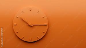 Minimalistic Orange Wall Clock Showing