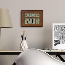 La Crosse Technology 513 1419 Wa Atomic Full Calendar Digital Clock With Extra Large Digits Walnut