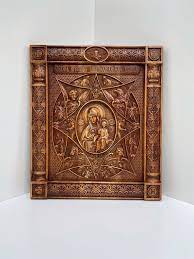 God Religious Icon Wooden Carved