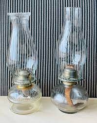 Antique Large Clear Glass Oil Lamps