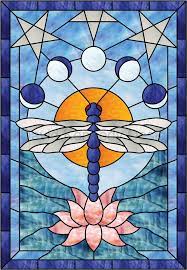 Dragonfly Lotus Stained Glass Pattern