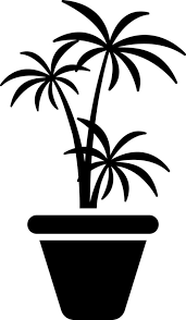Black And White Palm Plant Icon In Flat