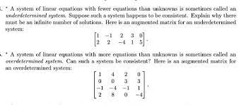 Solved A System Of Linear Equations