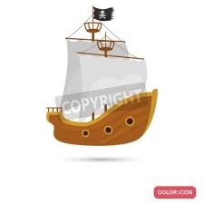 Pirate Ship Color Flat Icon For Web And