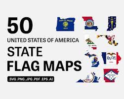 Usa State Flag Map Svg 50 United States