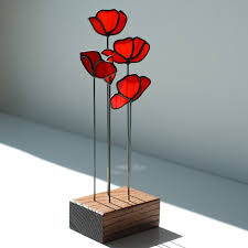 Stained Glass Flower Red Pop With Stem